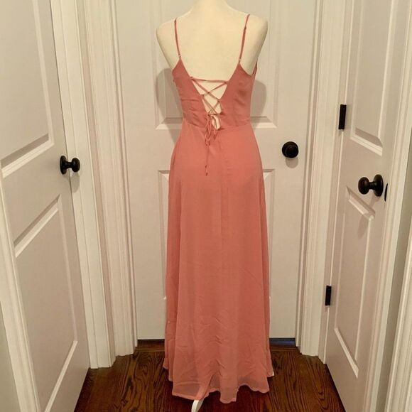 BB Dakota Blush Pink Save The First Dance Sleeveless Maxi Slip Dress Size 4 New - Picture 7 of 11